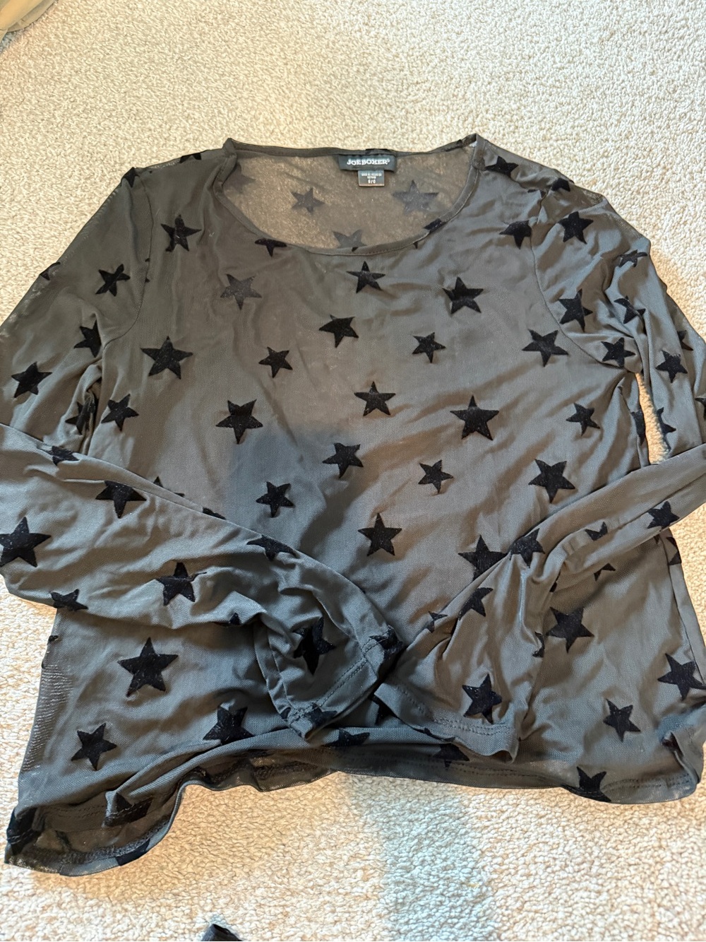 Joe boxer Black Star Mesh Long-Sleeve Top